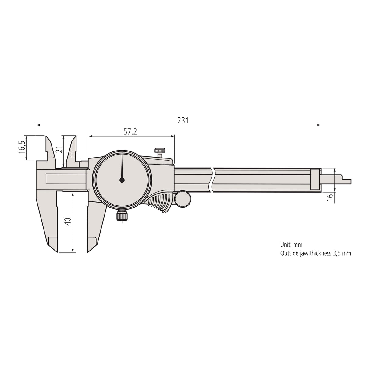 Mitutoyo 505-732 Calibre de dial 1mm/rev