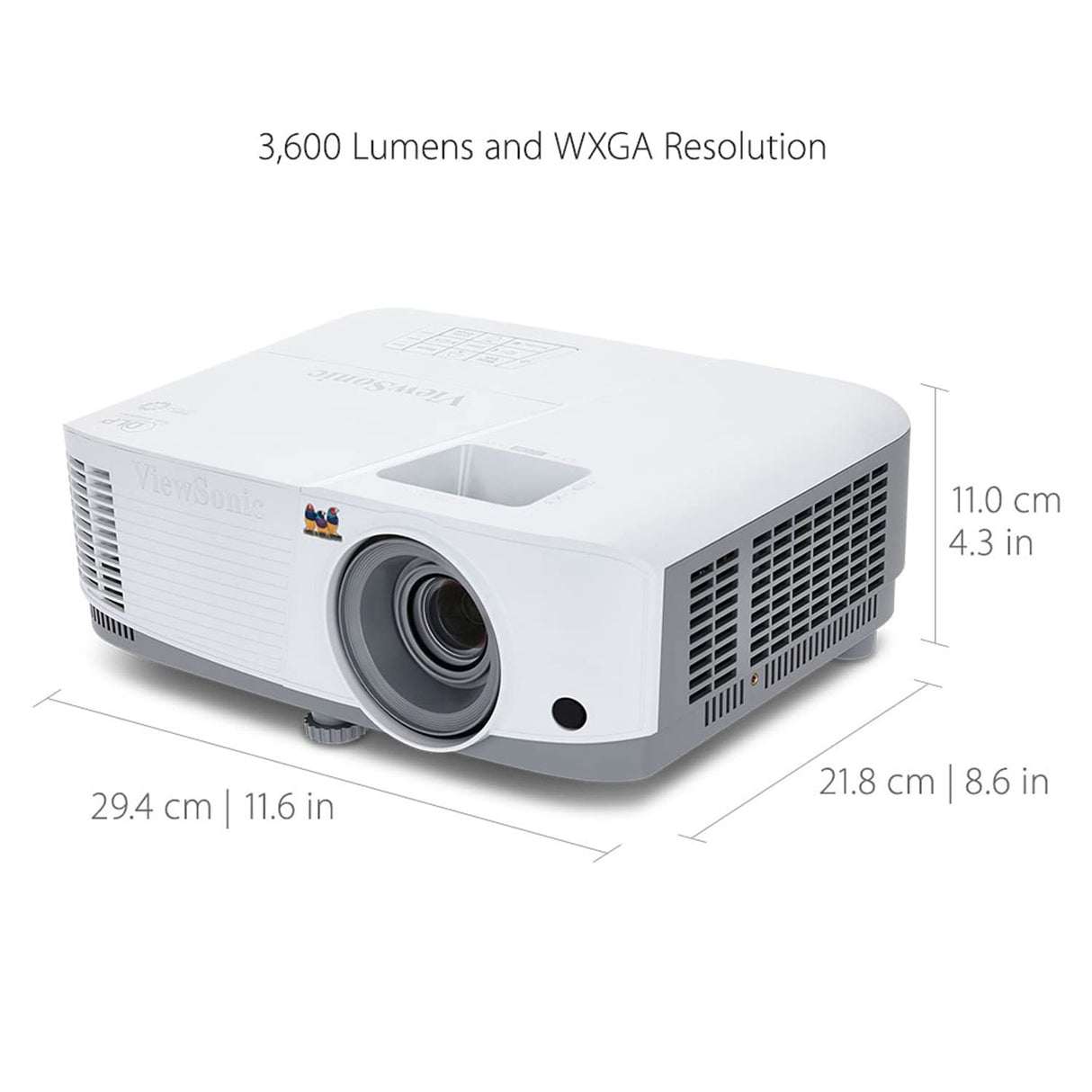 ViewSonic PA503W Proyector WXGA (DLP, 1280 x 800, 3.600 ANSI lumens, contraste 22.000:1, 16:10, HDMI, 2W), color blanco