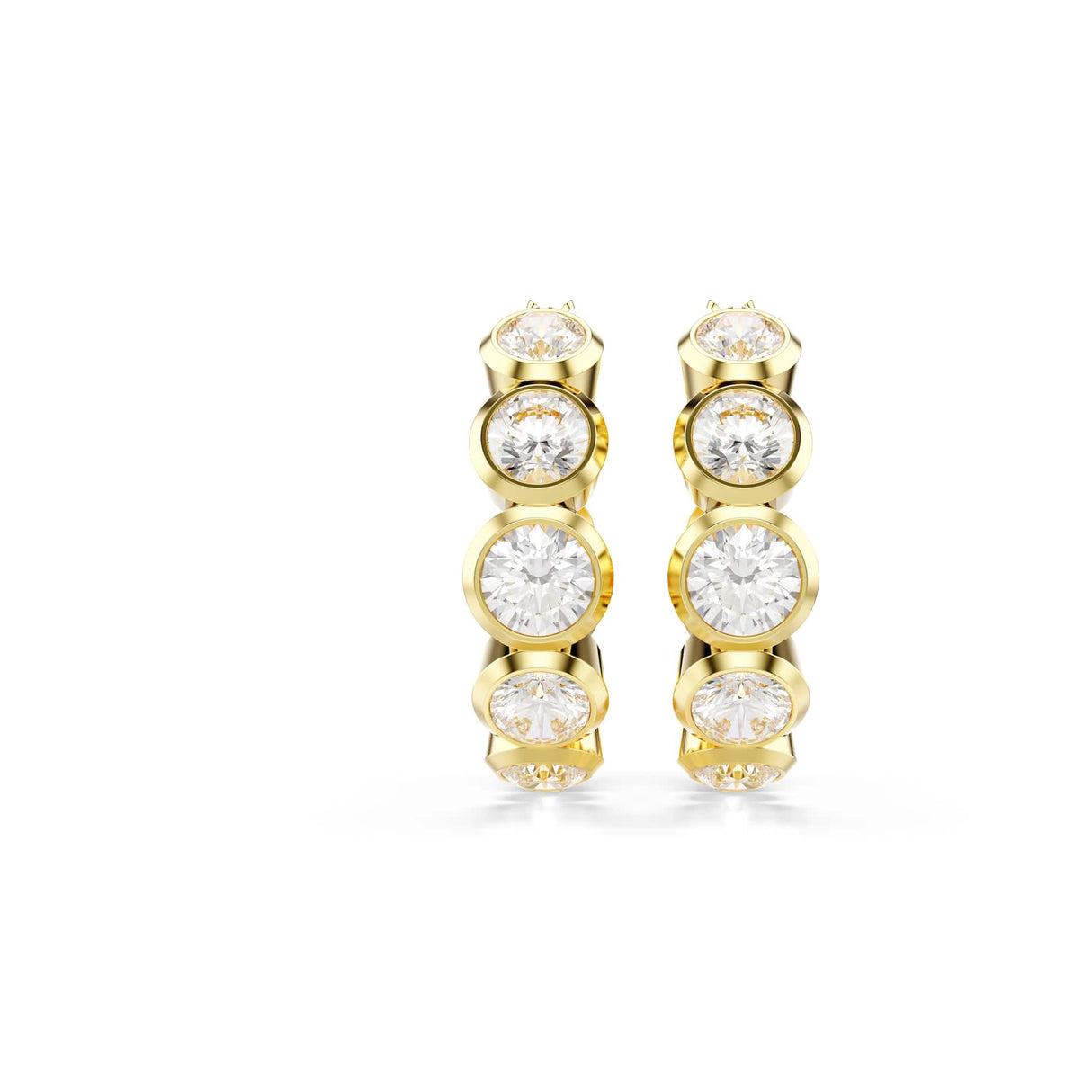 Swarovski Pendientes de aro Imber, Talla redonda, Blancos, Baño tono oro