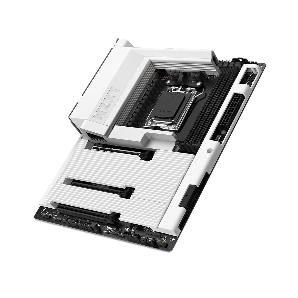 NZXT N7 B850 - Placa Base Gaming AMD B850 AM5 ATX para Ryzen 9000/8000/7000-16+2+1, DDR5, 3X M.2, PCIe 5.0, Wi-Fi 6E, 2.5GbE, USB 4 – M.2 NVME con Cierre rápido – Cubierta Completa – Blanco