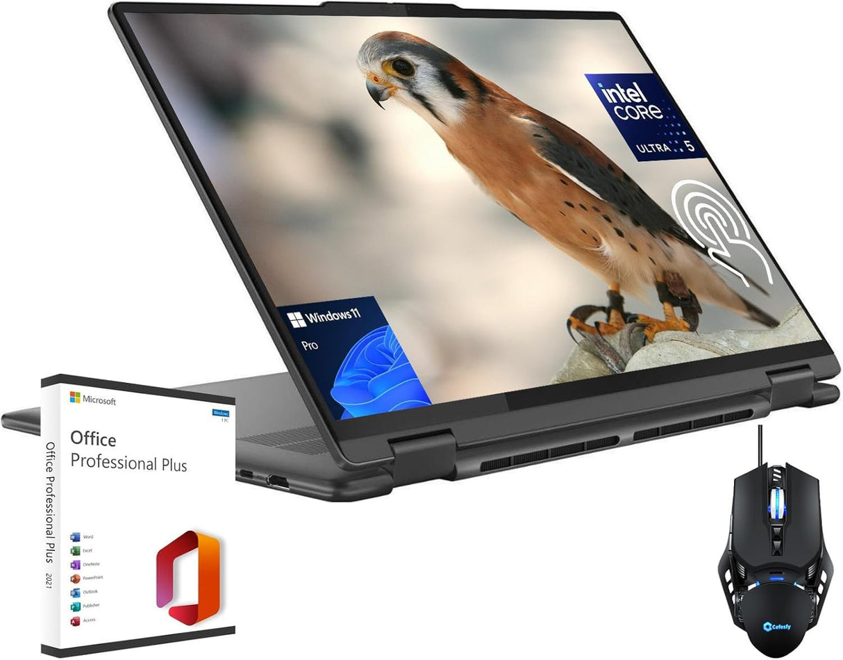 Lenovo Laptop Yoga 7i 2 en 1 - Pantalla táctil 2K de 16 pulgadas, pantalla de 300 nits, CPU Intel 12-Core Ultra 5 125U, DDR5 de 16 GB, SSD de 2 TB, teclado retroiluminado, Wi-Fi6, Win 11 Pro, con