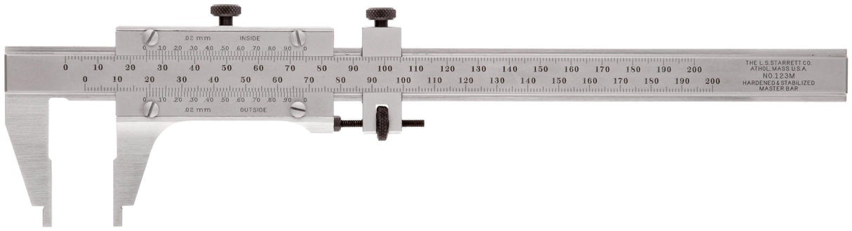 Starrett 123M-150 - Calibre vernier, graduación de 0,02 mm, rango de 150 mm