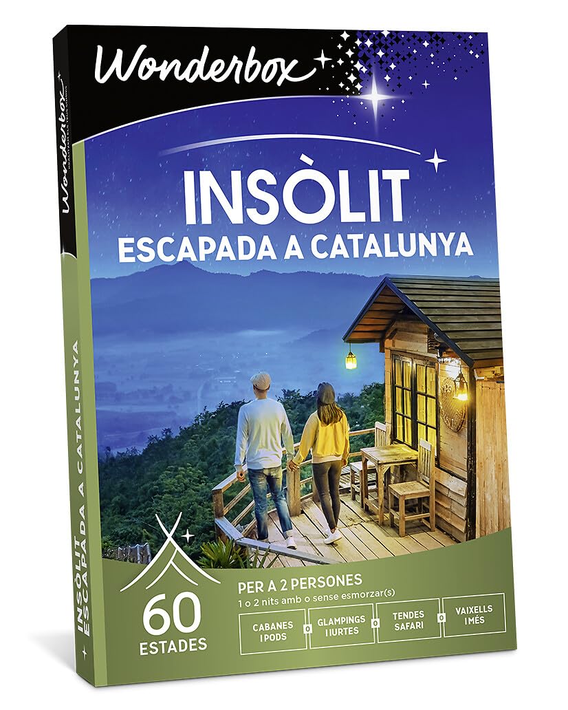 WONDERBOX - Caja Regalo - INSÓLIT - Escapada a Catalunya - 1 o 2 Noches insolitas para 2 Personas en cabañas, glampings, tipis, pods - Válido Durante 3 años y 3 Meses