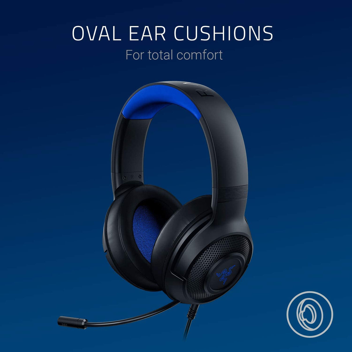 Razer Kraken X para consola - Auriculares Gaming con cable para consola (micrófono Cardiod plegable, controladores de 40 mm personalizados, conexión de 3,5 mm, almohadillas ovaladas) Negro y azul