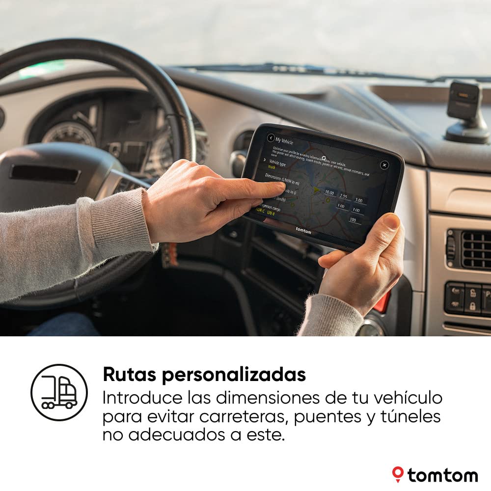 TomTom GPS para camión GO Expert Plus Premium Pack (Pantalla HD 7", rutas vehículos Grandes/PDI, TomTom Traffic, mapas del Mundo, avisos de restricciones, señales visuales, USB-C)