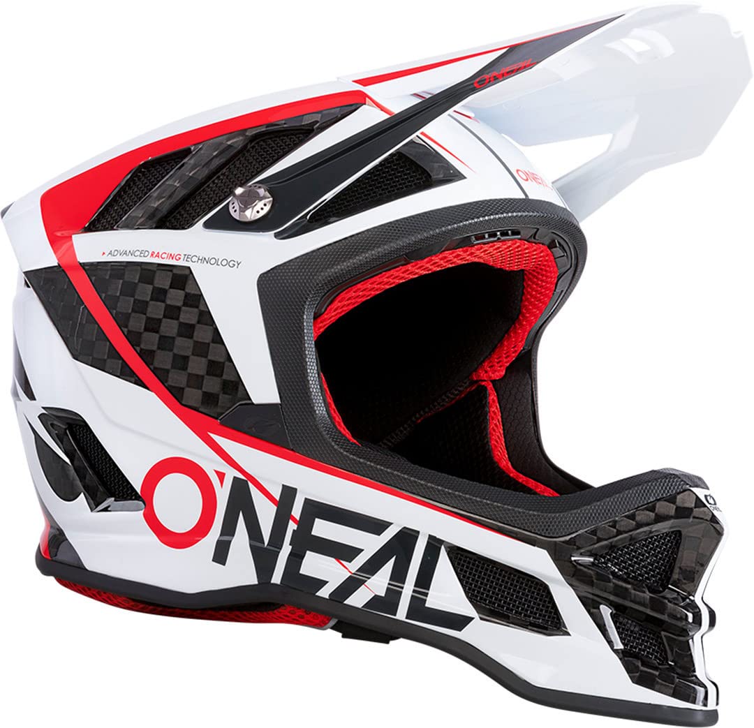 O'NEAL | Casco de Ciclismo de montaña | MTB Downhill | Tecnología de absorción de Impactos IPX®, Carcasa Ligera de Fibra de Carbono | Casco Blade Carbon IPX® GM | Adulto | Negro Blanco | Talla XL