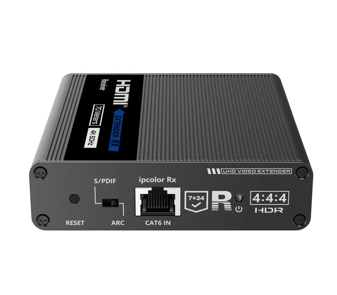 PremiumCord Extensor HDMI 4K a 70 m a través de Cable de Pares Cat6, Cat6A, Cat7, emisor y Receptor de Infrarrojos, HDMI 2.0, ARC, resolución de vídeo Ultra HD 4K @ 60 Hz