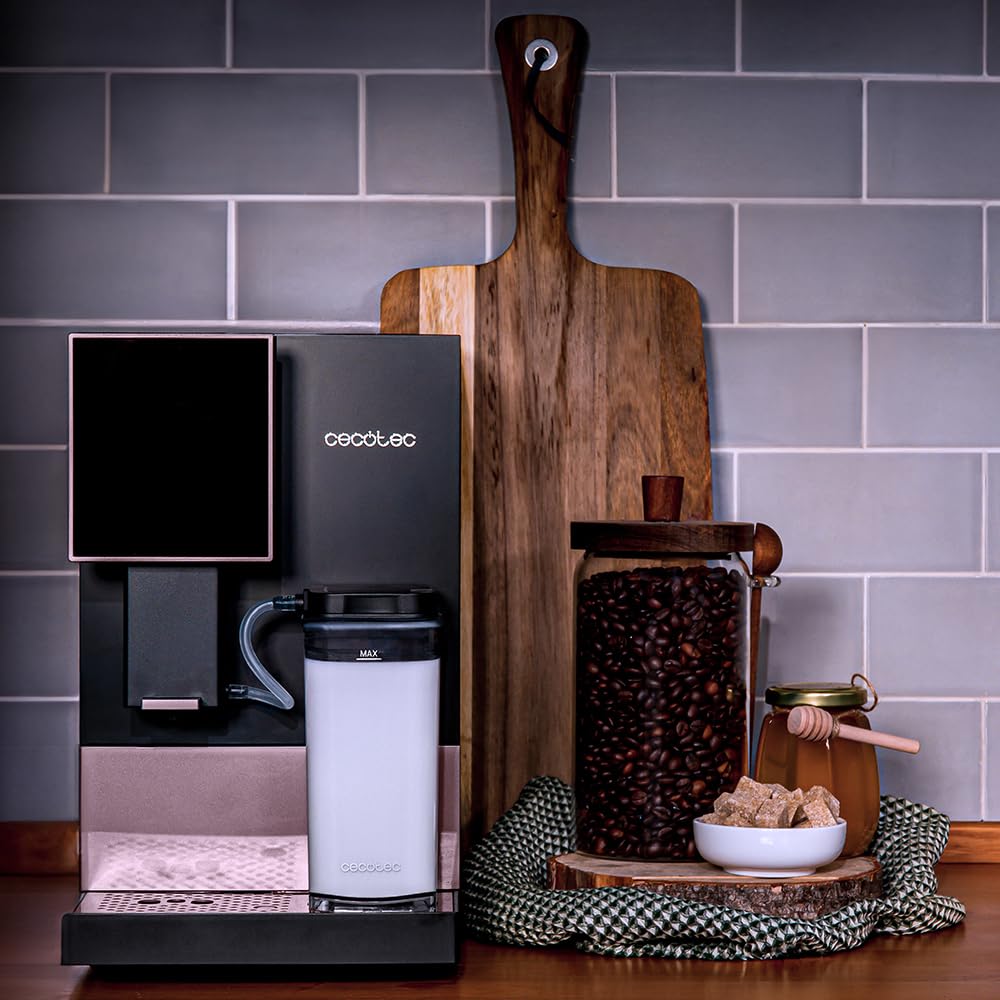 Cecotec Cafetera Superautomática Compacta con Wifi Cremmaet Compactccino Connected Black Rose. 1350W, 19 Bares, Pantalla TFT y APP, Molinillo, Tanque de Leche 400ml y 1L de Agua