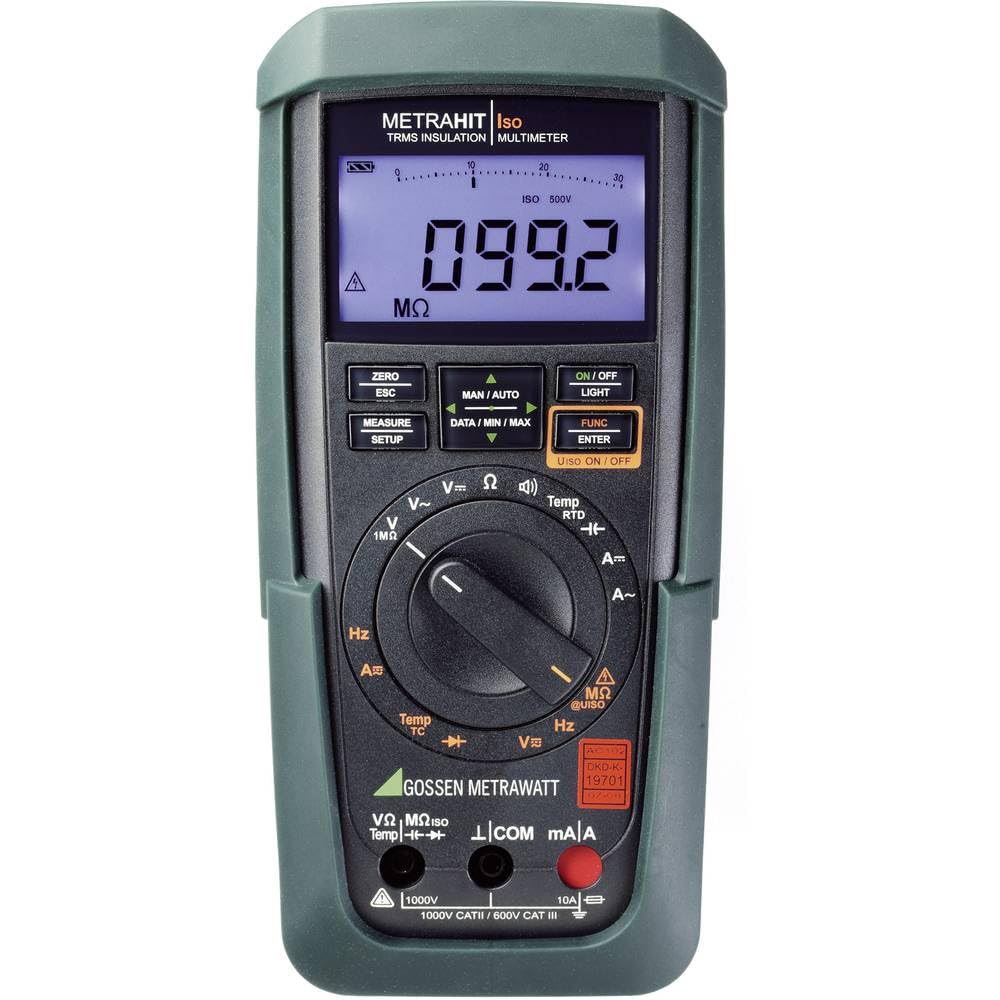 Gossen metrawatt metrahi ISO Medidor de aislamiento 0 1 KΩ – 3 1 gω Cat III 600 V tarado segundo dakks