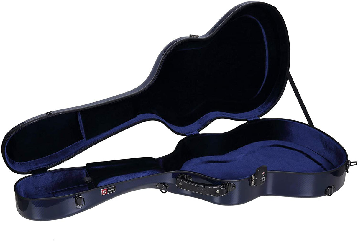 Crossrock Air Carbon Series Guitar Case Fits 4/4 Classic Guitar-100% Purity Carbon Fiber Flight Case, Protective Cover, Fixed & Removable Padding - Includes TSA Lock-Blue (CRF6030CBL)