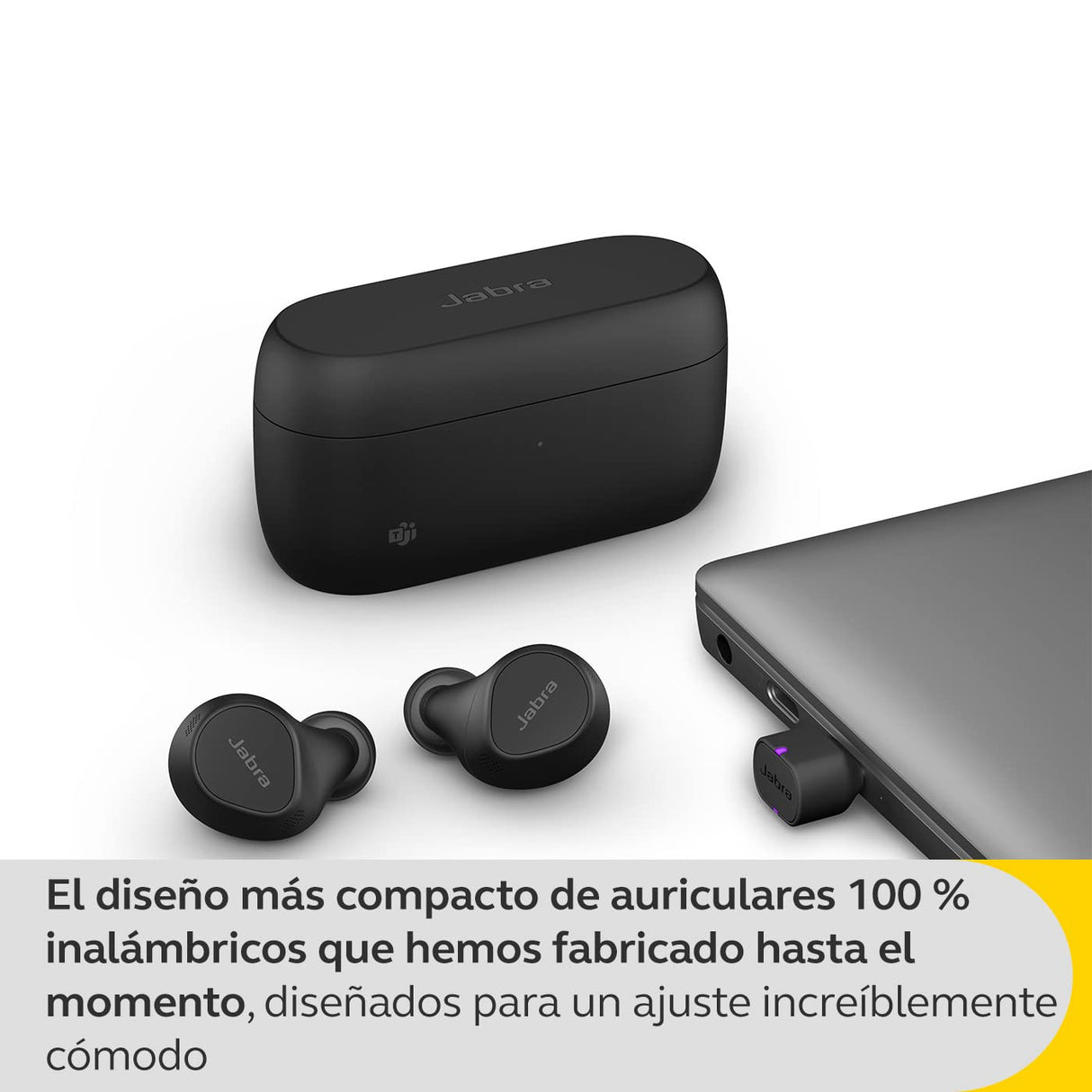 Jabra Evolve2 Buds, Auriculares Bluetooth Intraaurales Inalámbricos, Cancelación Activa de Ruido, Tecnología de Voz MultiSensor y Base de Carga Inalámbrica, Certificados para MS Teams, Negro
