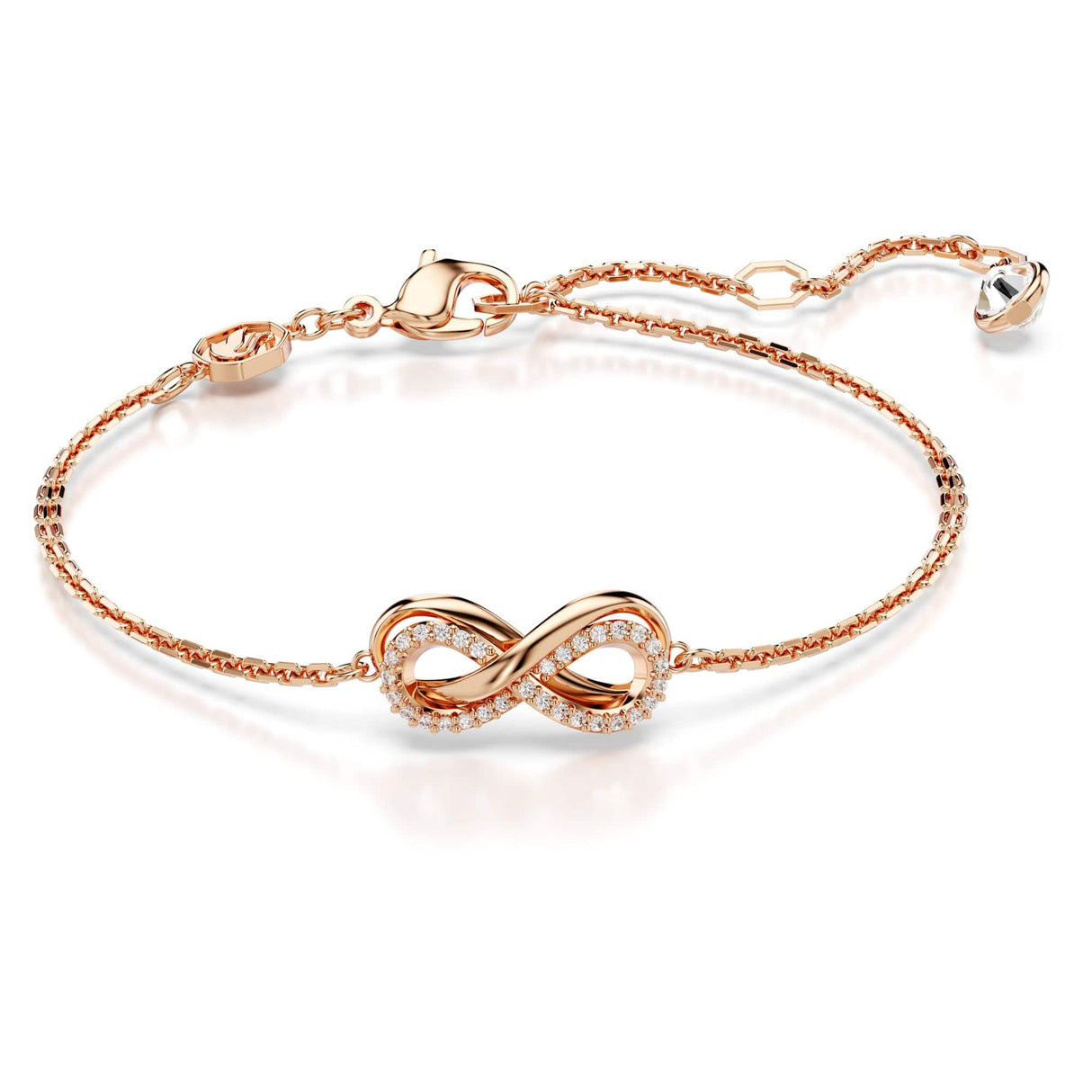 Swarovski Conjunto Hyperbola, Símbolo del infinito, Blanco, Baño tono oro rosa