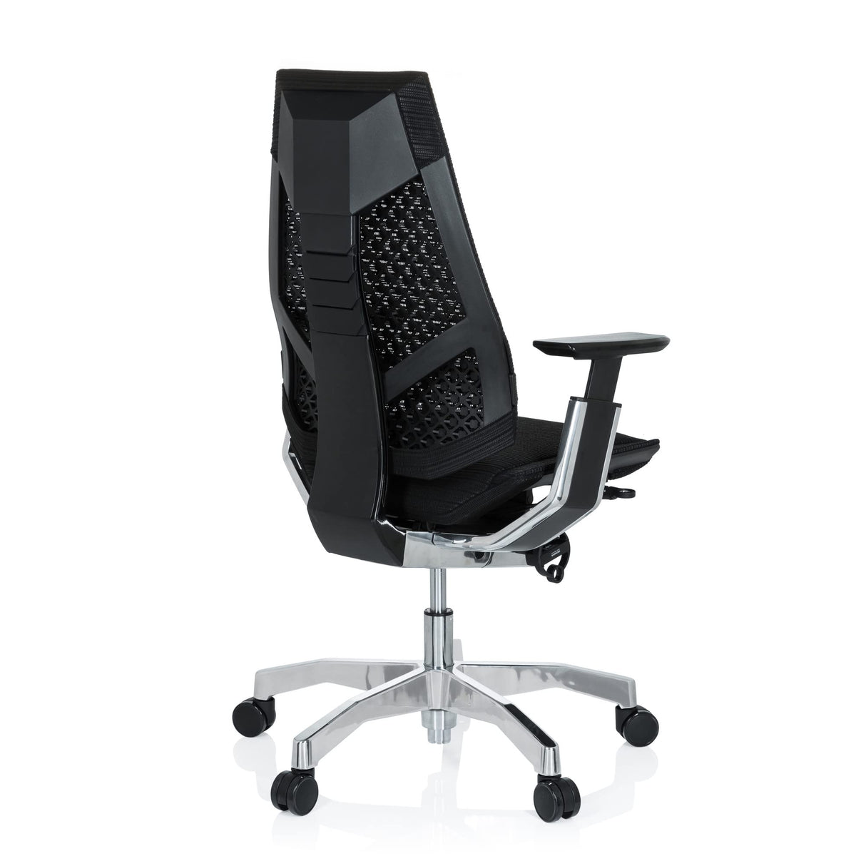 hjh OFFICE 652601 Silla de Oficina GENIDIA Tejido de Malla Negro, Silla giratoria ergonómica, Respaldo Ajustable