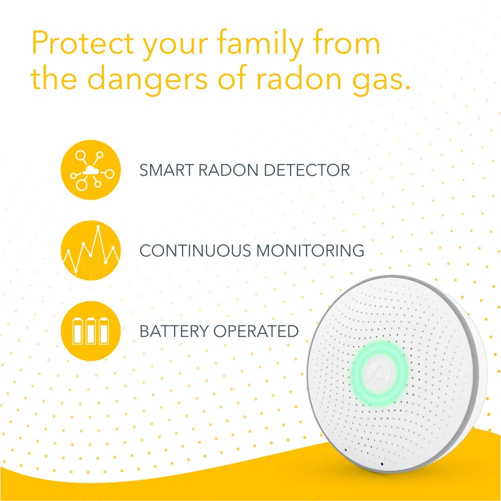 Airthings 2950 Wave Radon: detector inteligente de gas radón con monitor de humedad y temperatura, preciso, intuitivo e inalámbrico