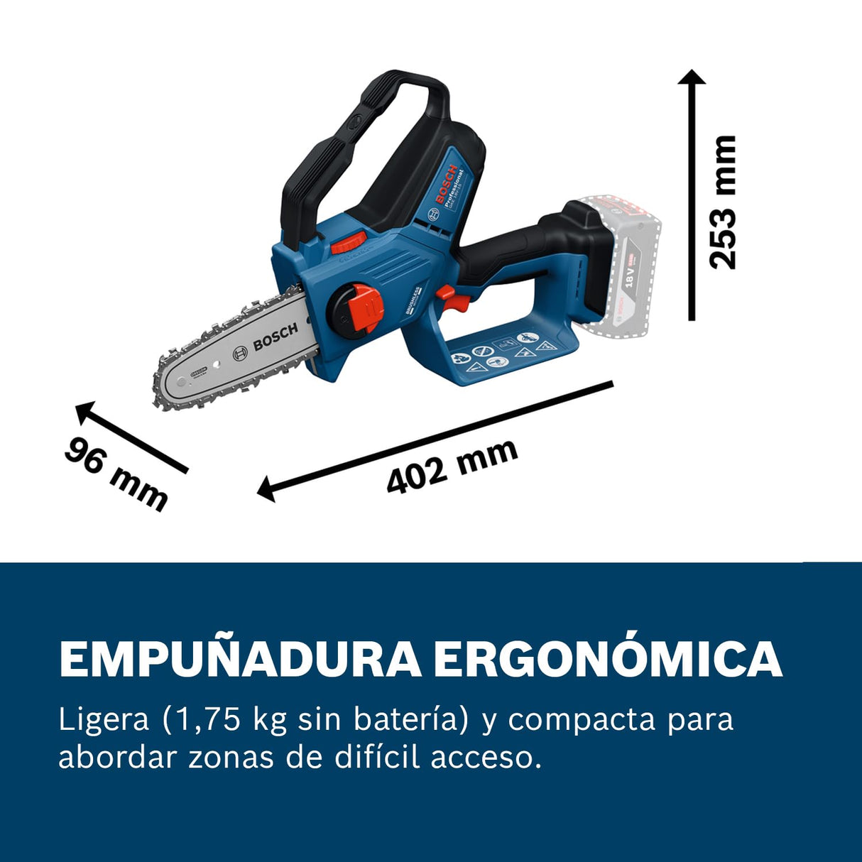 Bosch Professional 18V System sierra podadora GKE 18V-15 (hasta 350 cortes por carga, cortes de bricolaje de hasta 13 cm, motor Brushless sin escobillas, funda de 15 cm incl., sin batería)