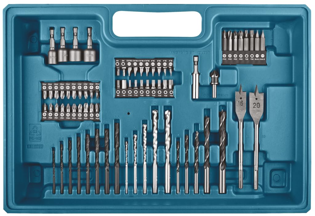 Makita HP457DWE10 Taladro Percutor Batería 18V 2x1.5Ah 74 Accesorios Maletín