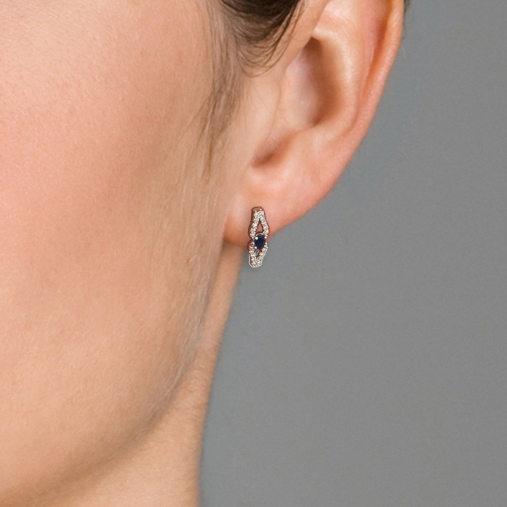 Orphelia Mujer 18 k (750) oro blanco corte brillante redondo azul blanco diamante zafiro