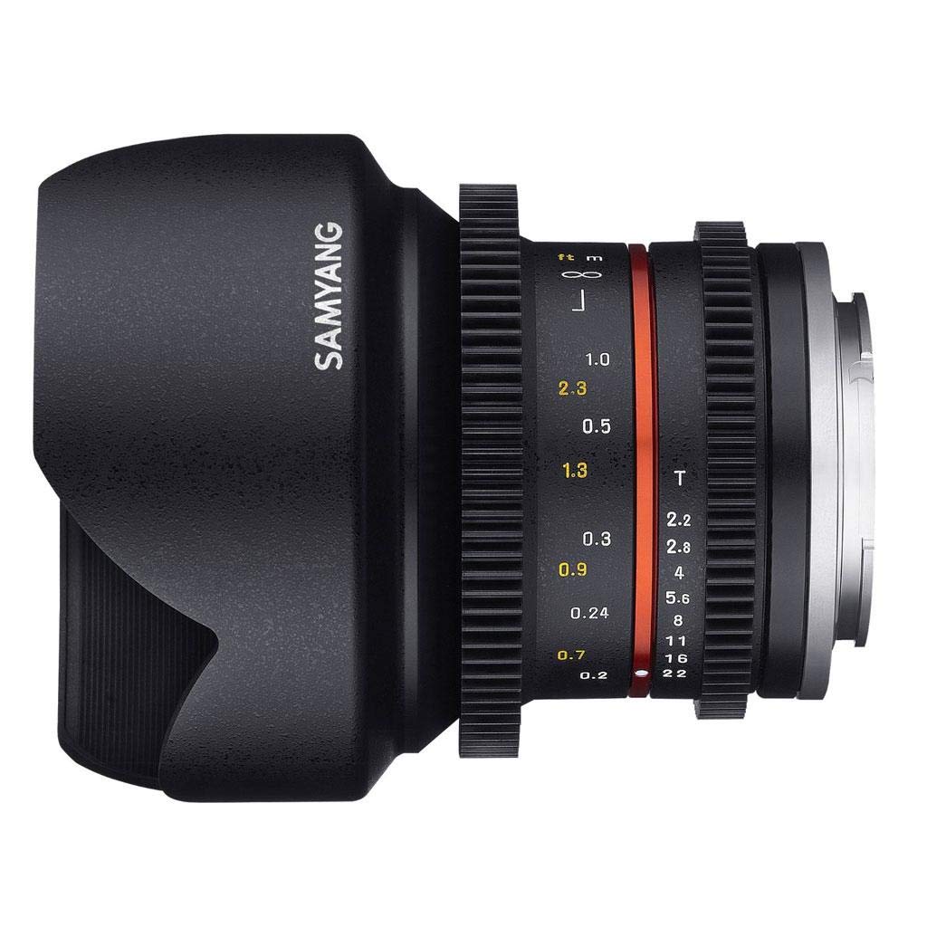 Samyang F1420509101 - Objetivo para vídeo VCSC-Mirrorless para Micro Cuatro Tercios (Distancia Focal Fija 12mm, Apertura T2.2-22 Cine NCS CS, diámetro Filtro: 67mm), Negro
