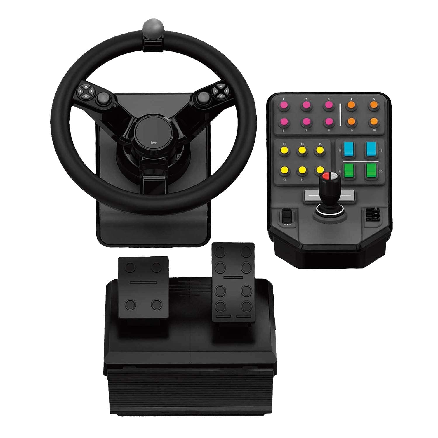 Logitech G Saitek Paquete de Equipo Pesado, Volante 900 Grados, 38 Botones Asignables, Dos Palancas Analógicas, USB, PC/Mac, Color Negro
