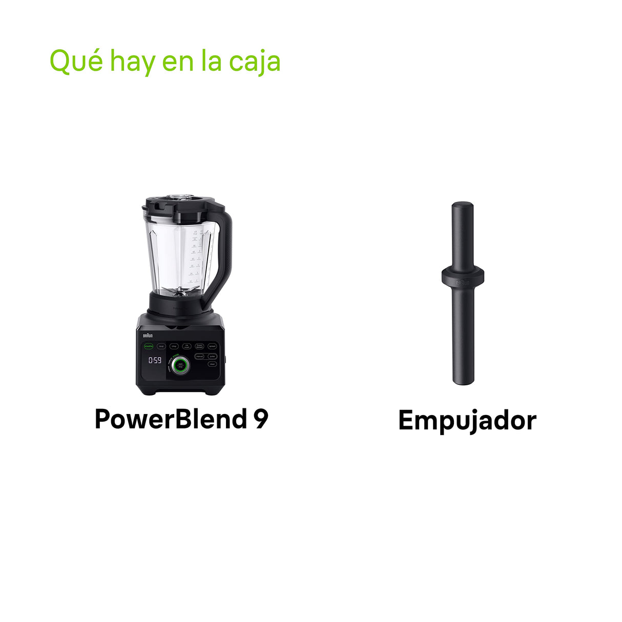 Braun Batidora PowerBlend JB 9040 de Válvula Triangular, 10 Ajustes de Velocidad Manual + Botón Pulse, Motor de 1600W, Vaso de 2L, Fácil de Limpiar, Negra