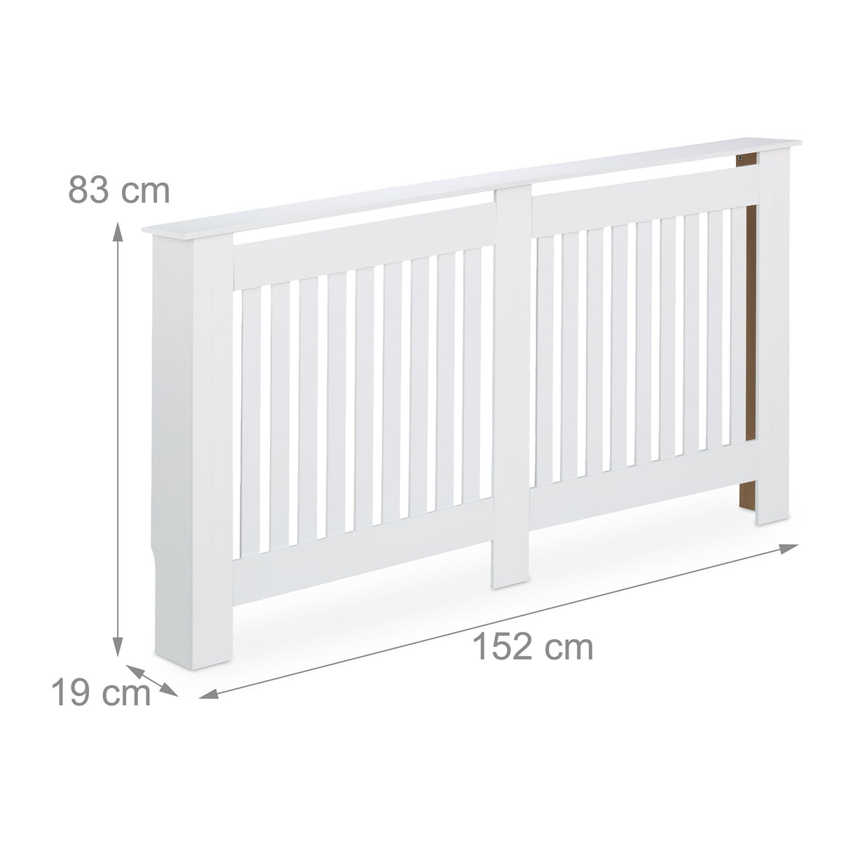Relaxdays Cubre Radiador, Diseño Rústico, 83 x 152 x 19 cm, para Calefactores Antiguos, Cubreradiador, MDF, Blanco, 100% Tablero de Fibras, XL