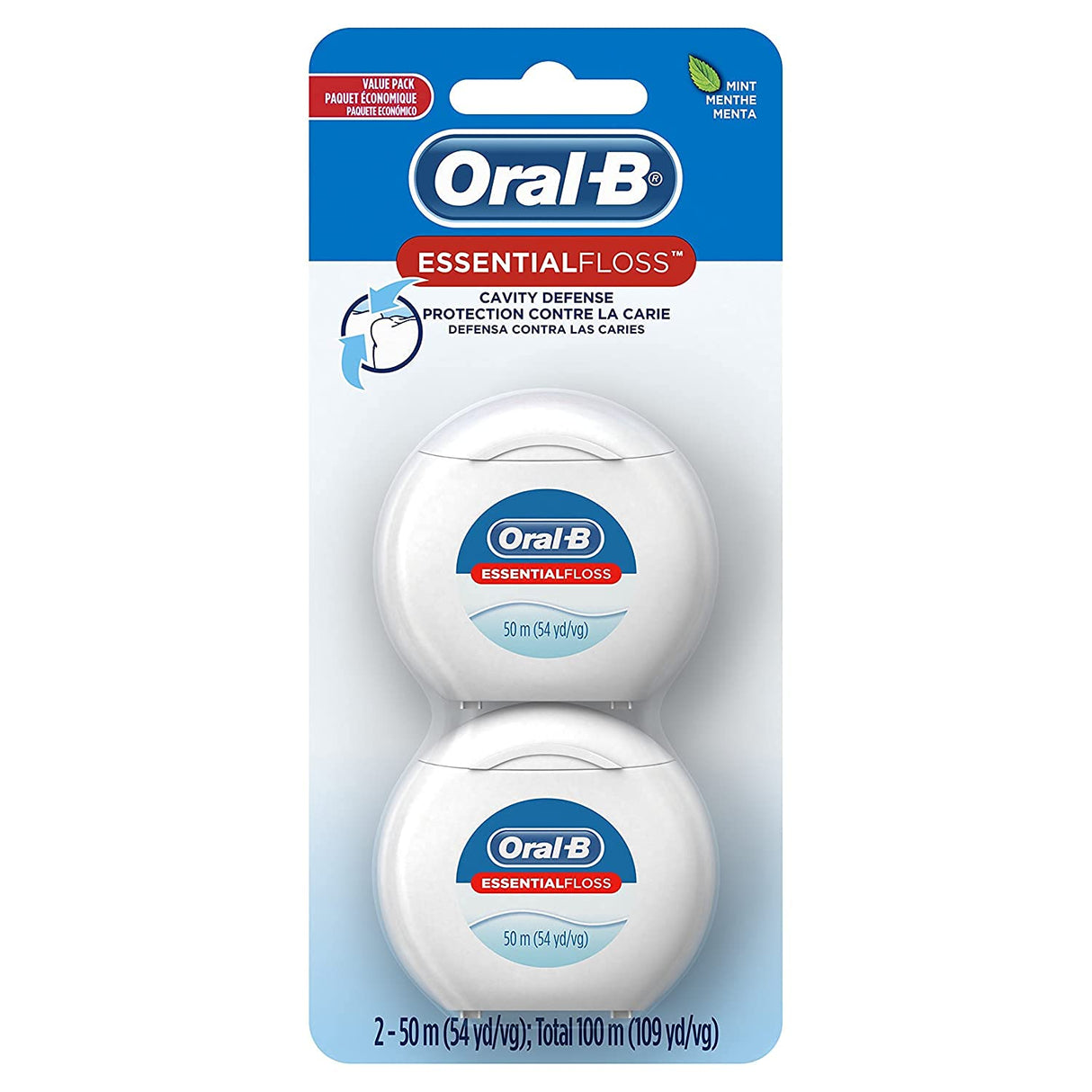 Oral-B EssentialFloss - Hilo dental para defensa de cavidades, 50 m, paquete de 2