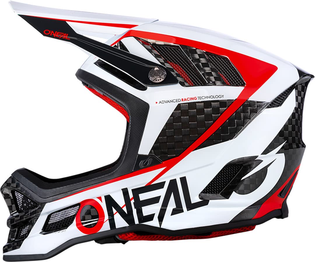 O'NEAL | Casco de Ciclismo de montaña | MTB Downhill | Tecnología de absorción de Impactos IPX®, Carcasa Ligera de Fibra de Carbono | Casco Blade Carbon IPX® GM | Adulto | Negro Blanco | Talla XL