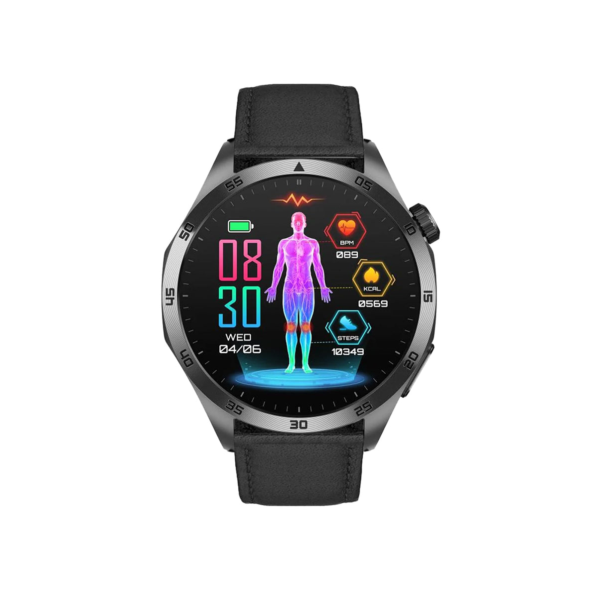 VALDUS Knauermann Pro 3 Fan Edition Redondo (2025) Negro, Reloj de Salud Reloj Inteligente con Función Telefonía, Función ECG Plus HRV y SOS, BT Bluetooth, Apnea del Sueño, Piel Negro, 14-24, Normal
