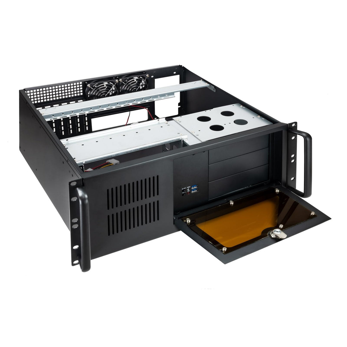 Caja IPC Rack 406N 4U 19" ATX - 2x5.25 externas, 1x3.5 Externa, 8x3.5 internas, USB - Ideal para servidores y Almacenamiento en Red.