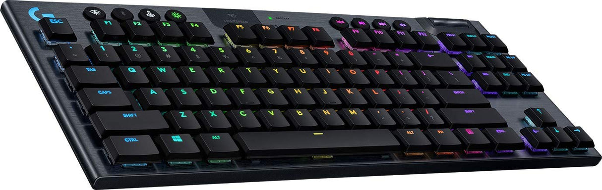 Logitech G915 TKL Tenkeyless Lightspeed RGB Teclado mecánico para Juegos portátil y PC, Interruptor de Perfil bajo, LIGHTSYNC RGB, inalámbrico, función Bluetooth, Negro