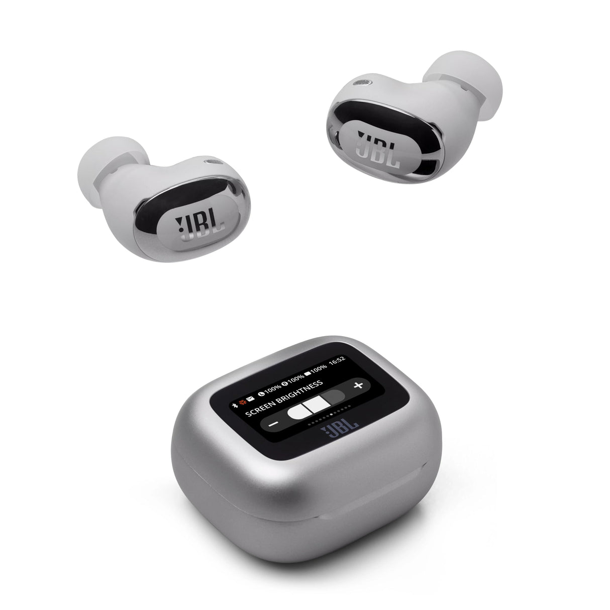 JBL Live Buds 3 Auriculares inalambricos de botón,True Wireless con cancelación de ruido adaptable, hasta 40 horas de reproducción, Bluetooth, audio de alta resolución, plateado