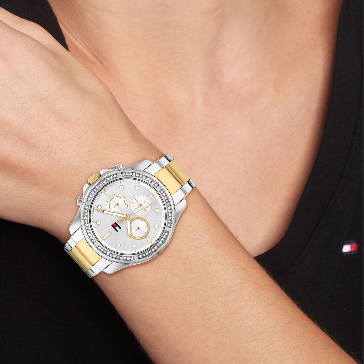 Tommy Hilfiger Reloj Analógico de Cuarzo Multifunción para Mujer con Correa de Acero Inoxidable Bicolor - 1782615