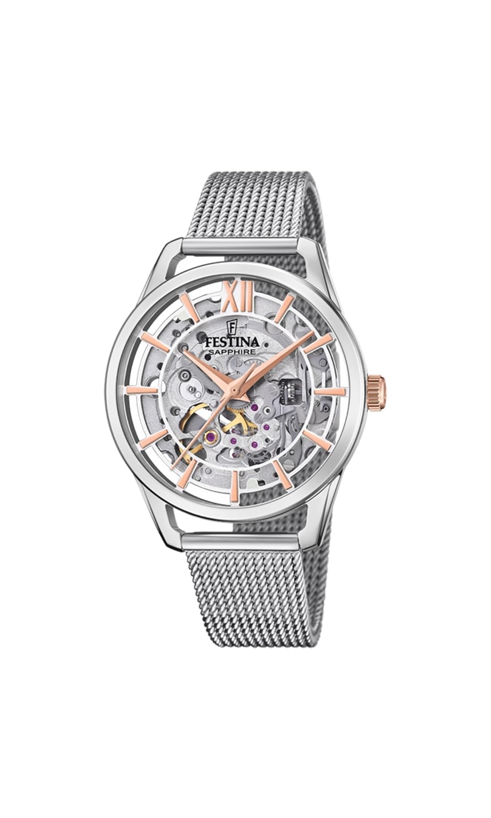 Festina Reloj Mujer F20627/1 Automatico Caja de Acero Inoxidable 316l Plateado Correa de Acero Inoxidable 316l Plateado