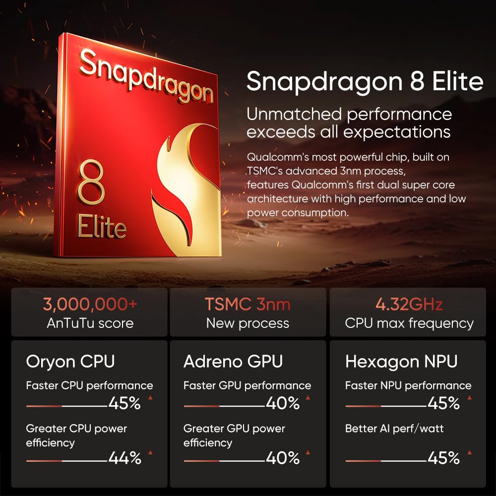 realme GT 7 Pro Smartphone 5G,12GB+256GB Telefono Movil,Snapdragon 8 Elite, 6,78" 120Hz Pantalla RealWorld Eco,50 MP Cámara Instantáneas Ultranítidas,6500mAh,Dual SIM Android 15,NFC,No Carga,Naranja