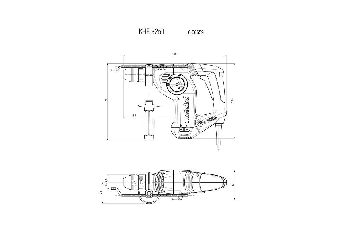Metabo KHE 3251 (2º portab.cambio rápido) - Martillo sds plus 800 W, equipado con 2º portabrocas