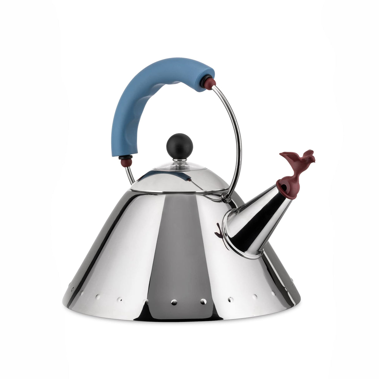 Alessi 9093 - Hervidor de Acero Inoxidable Brillo 18/10 (Base magnética, diseño de pájaro en la Boquilla), Color Azul, 22 cm