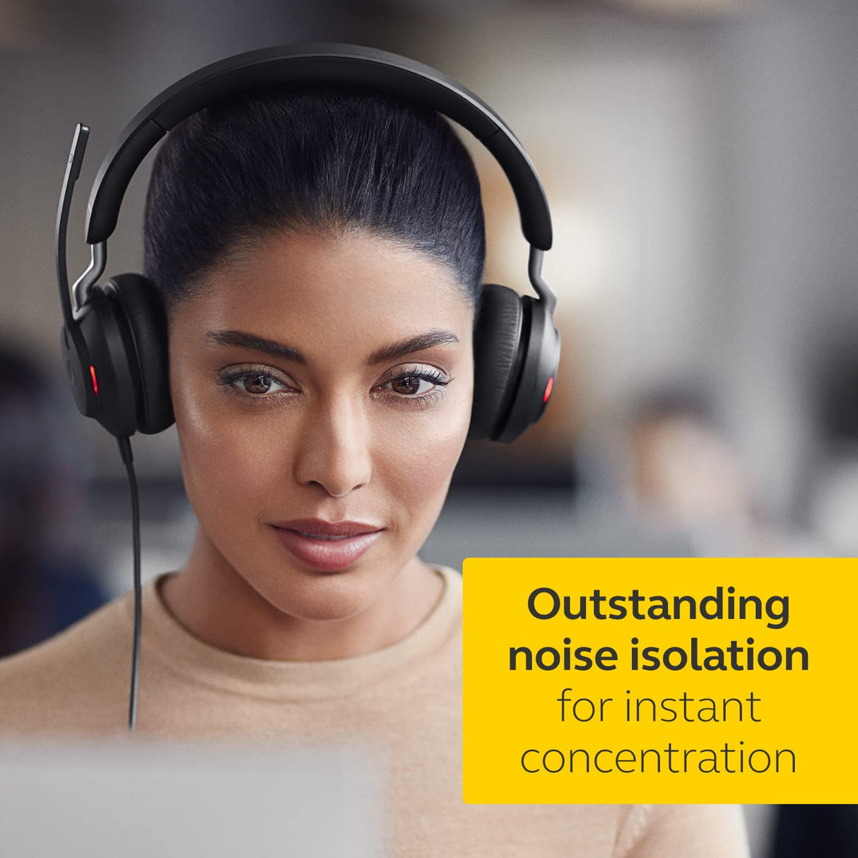 Jabra Evolve2 40 SE - Auriculares estéreo con Cable con cancelación de Ruido, con tecnología de Llamada de 3 micrófonos y Cable USB-A, Certificado MS Teams, Funciona con Todas Las demás Plataformas,