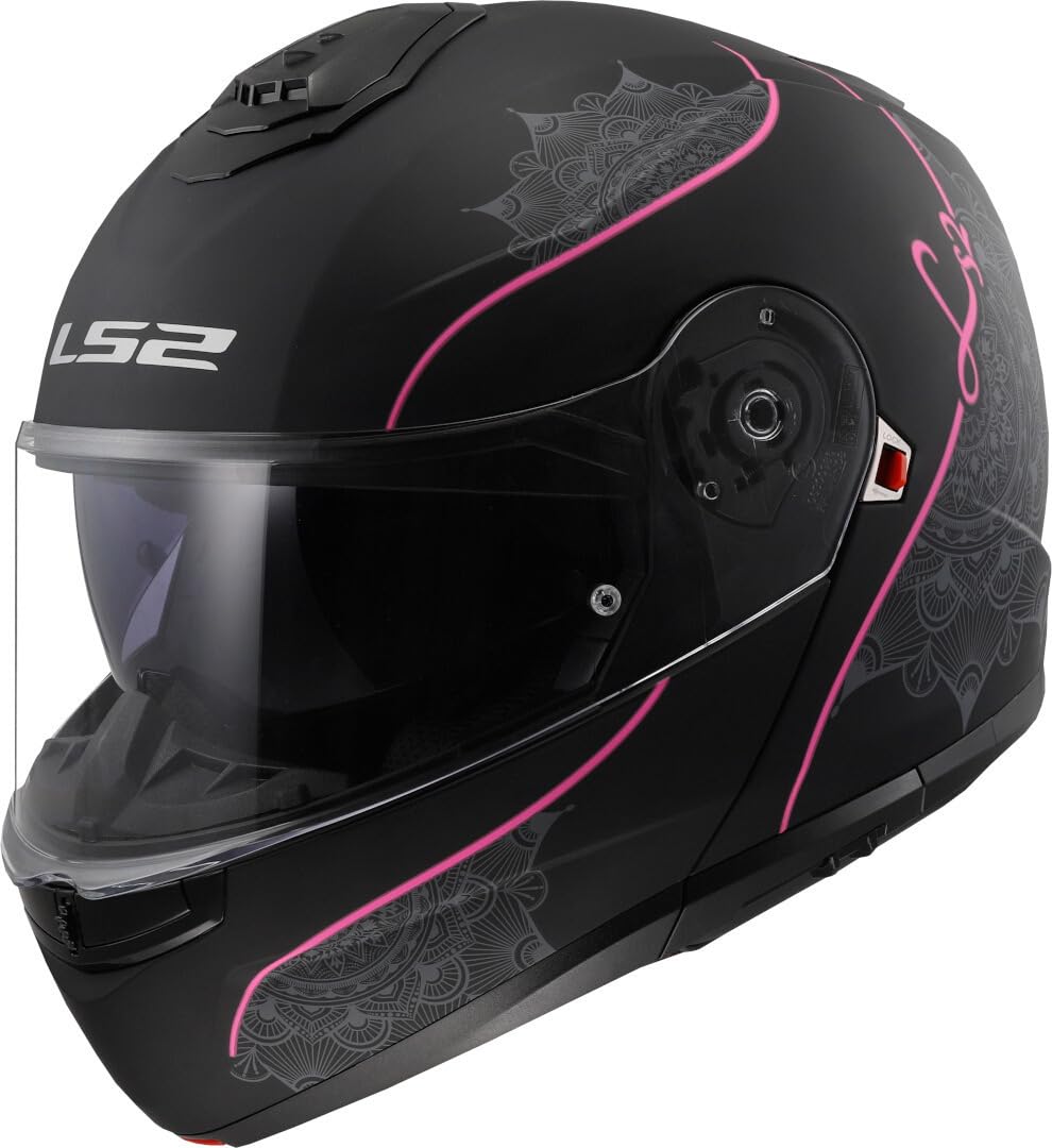 LS2, Casco modular moto STROBE II LUX negro rosa, S