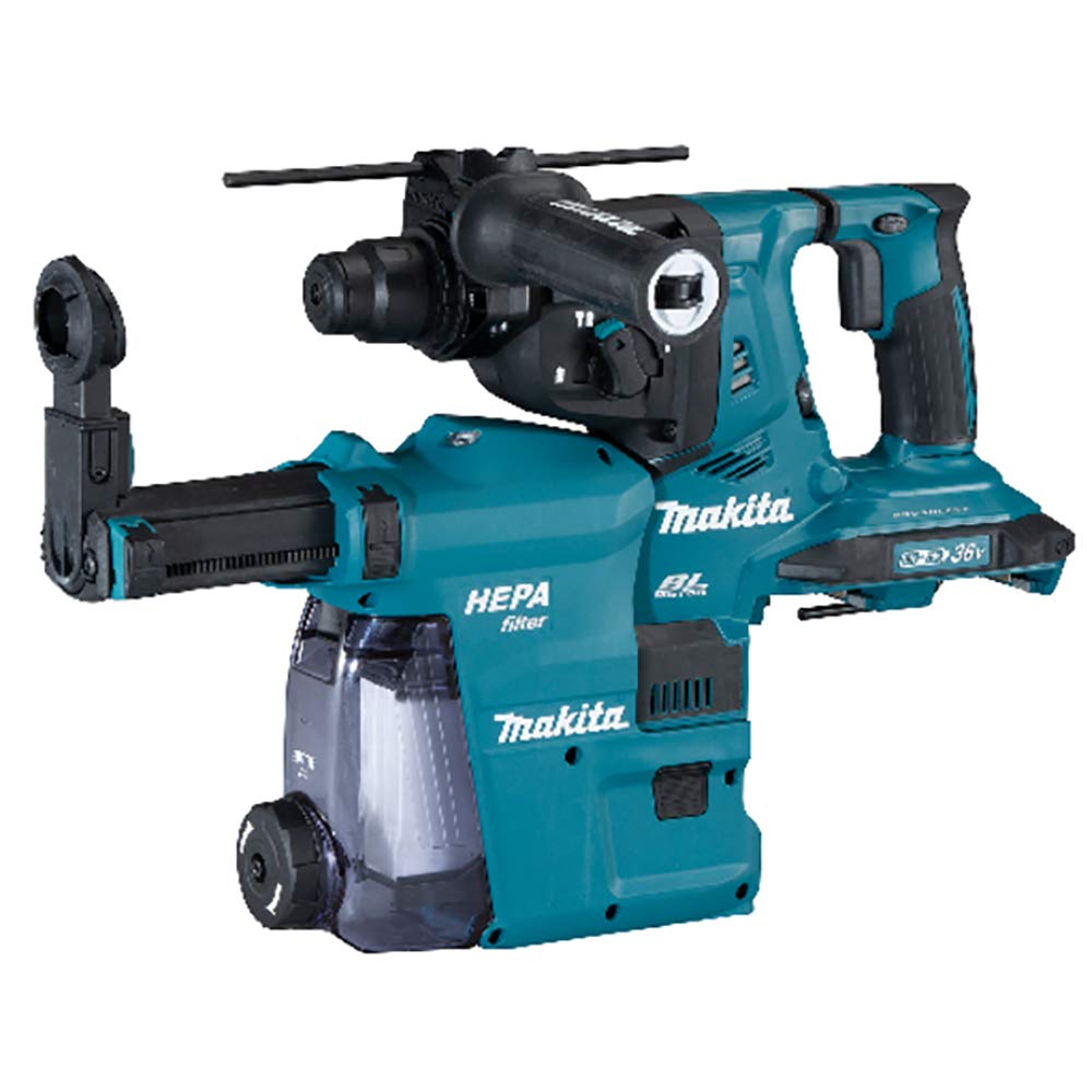 Makita DHR280ZWJ - Martillo giratorio SDS-Plus de 28 mm de ion de litio LXT sin escobillas de 18 V (36 V) con sistema de recogida de polvo suministrado en una funda Makpac - Pilas y cargador no