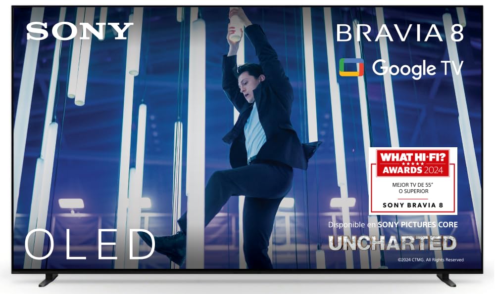 Sony BRAVIA 8 OLED 55 Pulgadas 4K HDR Google Smart TV (2024), Funciones Gaming para PS5 y IMAX Enhanced, Dolby Vision Atmos, Chromecast, Apple AirPlay, 120Hz 55XR80