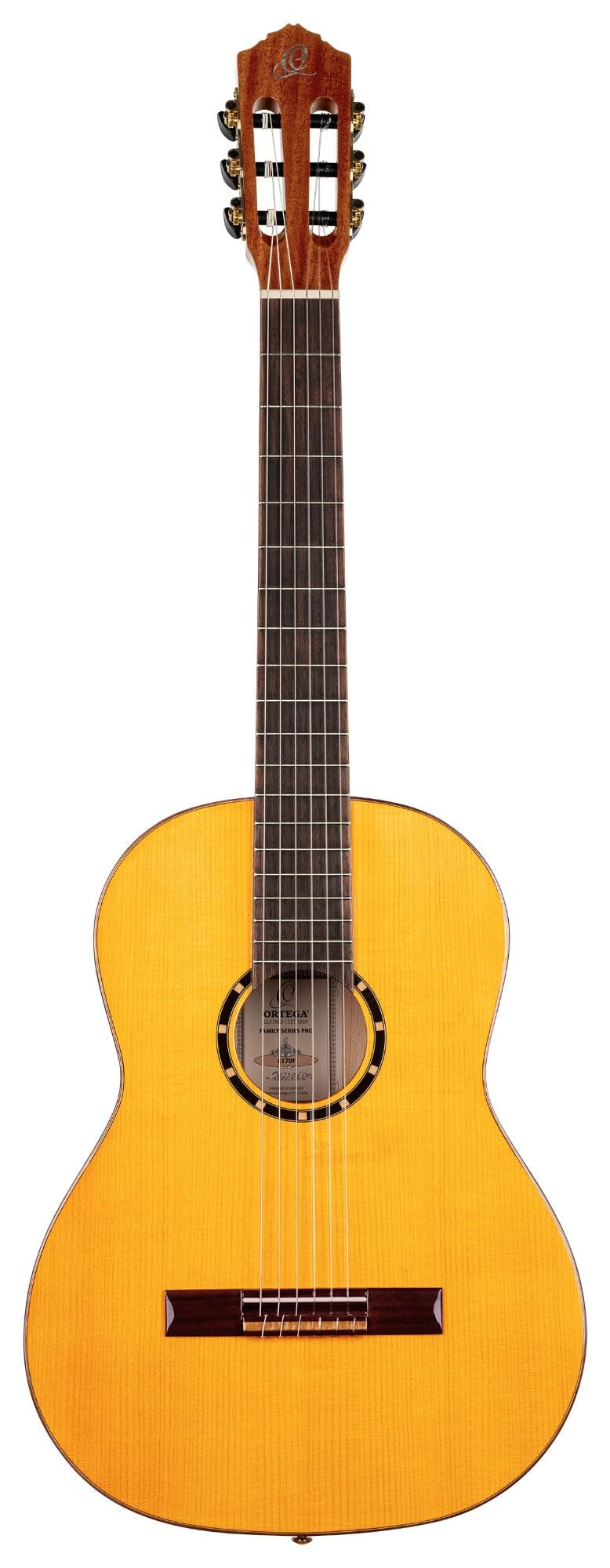 Ortega Guitars Family Series Pro - Guitarra de concierto flamenco 4/4 (pícea y ciprés, acabado brillante, incluye funda R170F)