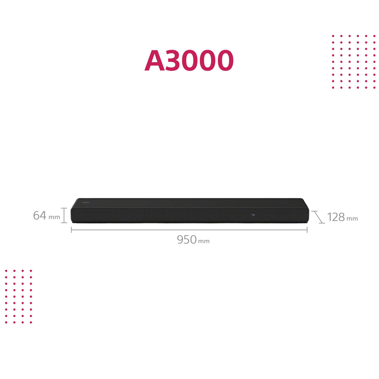 Sony HT-A3000 Barra de Sonido, Dolby Atmos de 3.1 Canales, con subwoofer Integrado, DTS:X, 360 Spatial Sound Mapping, Funciona con Alexa y Google Assistant Negro