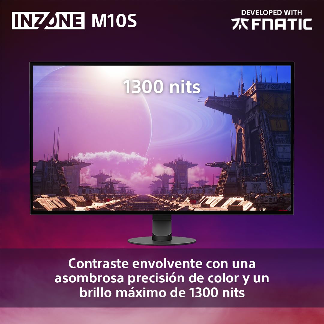 Sony INZONE M10S Monitor Gaming 27": 1440p, 480Hz, 0,03ms GTG, DCI-P3 98,5%, G-Sync, Adaptive Sync, VRR, Modelo desarrollado con Fnatic, 1.300 nits, DisplayPort 2.1-2 x HDMI 2.1 PC y PS5