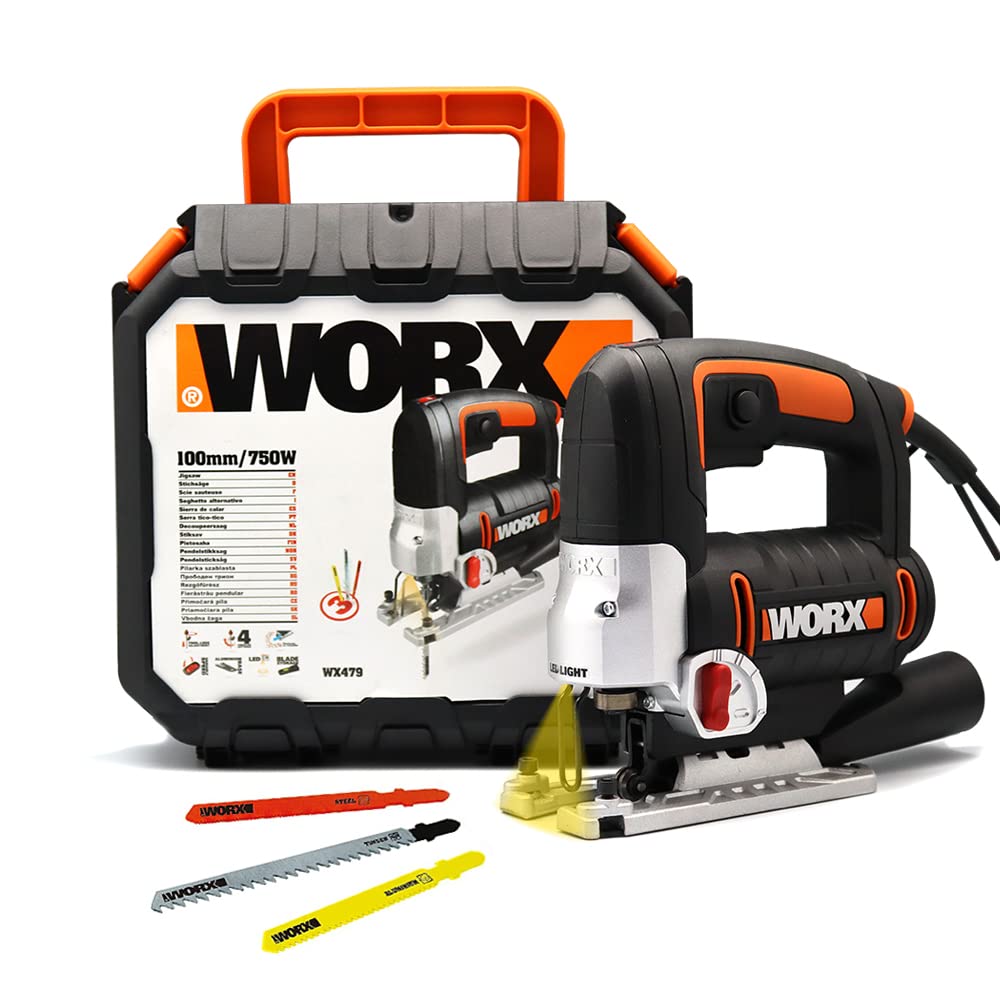 WORX Sierra de calar pendular 750W | WX479 | Luz LED | Cambio de cuchillas sin herramientas, extracción de polvo