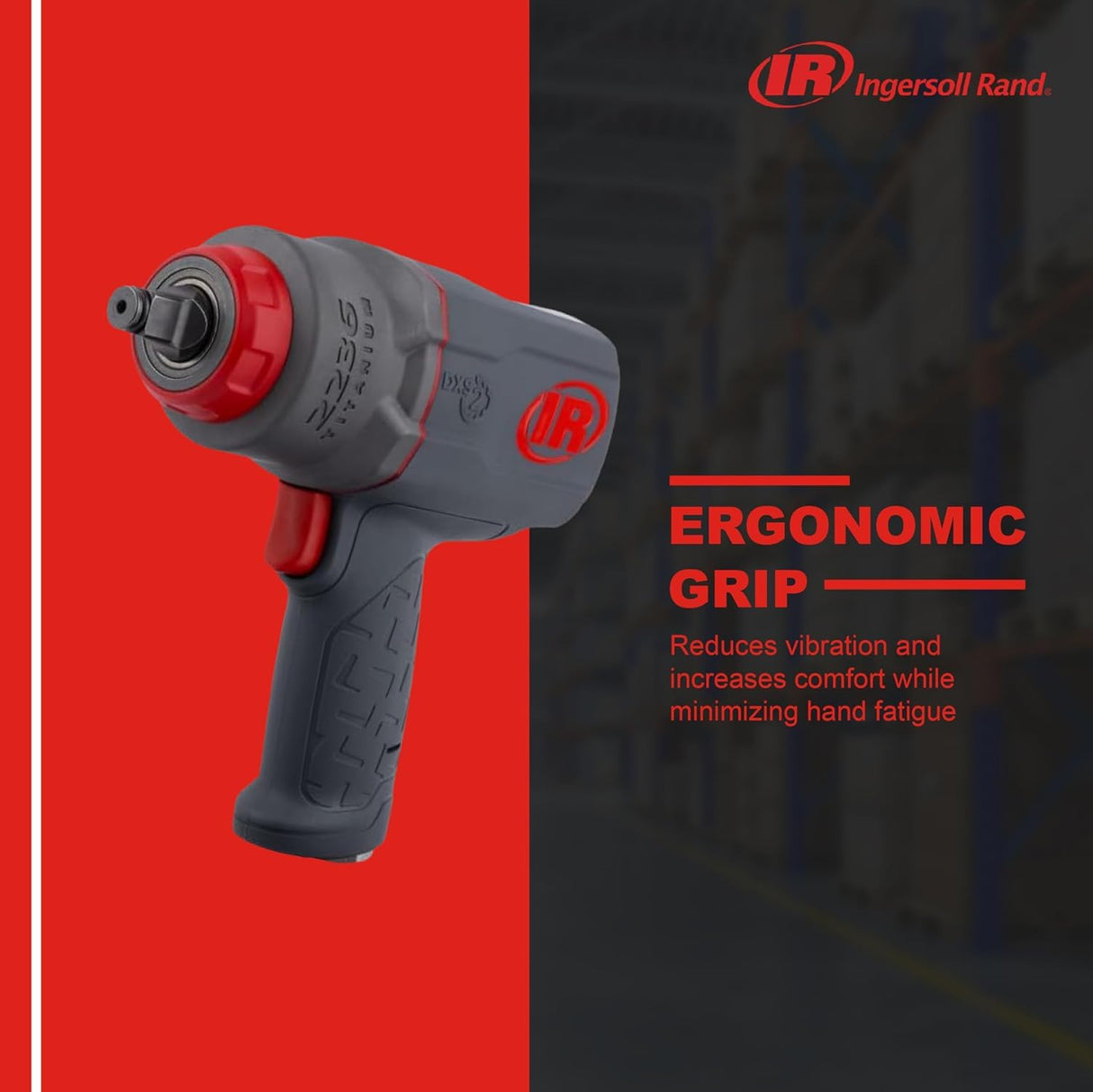 Ingersoll-Rand 2236QTIMAX DXS2 1/2" Llave de Impacto de Aire, Silenciosa, 1500 ft-lb, Caja de Martillo de Titanio, Retenedor de Anillo de Fricción