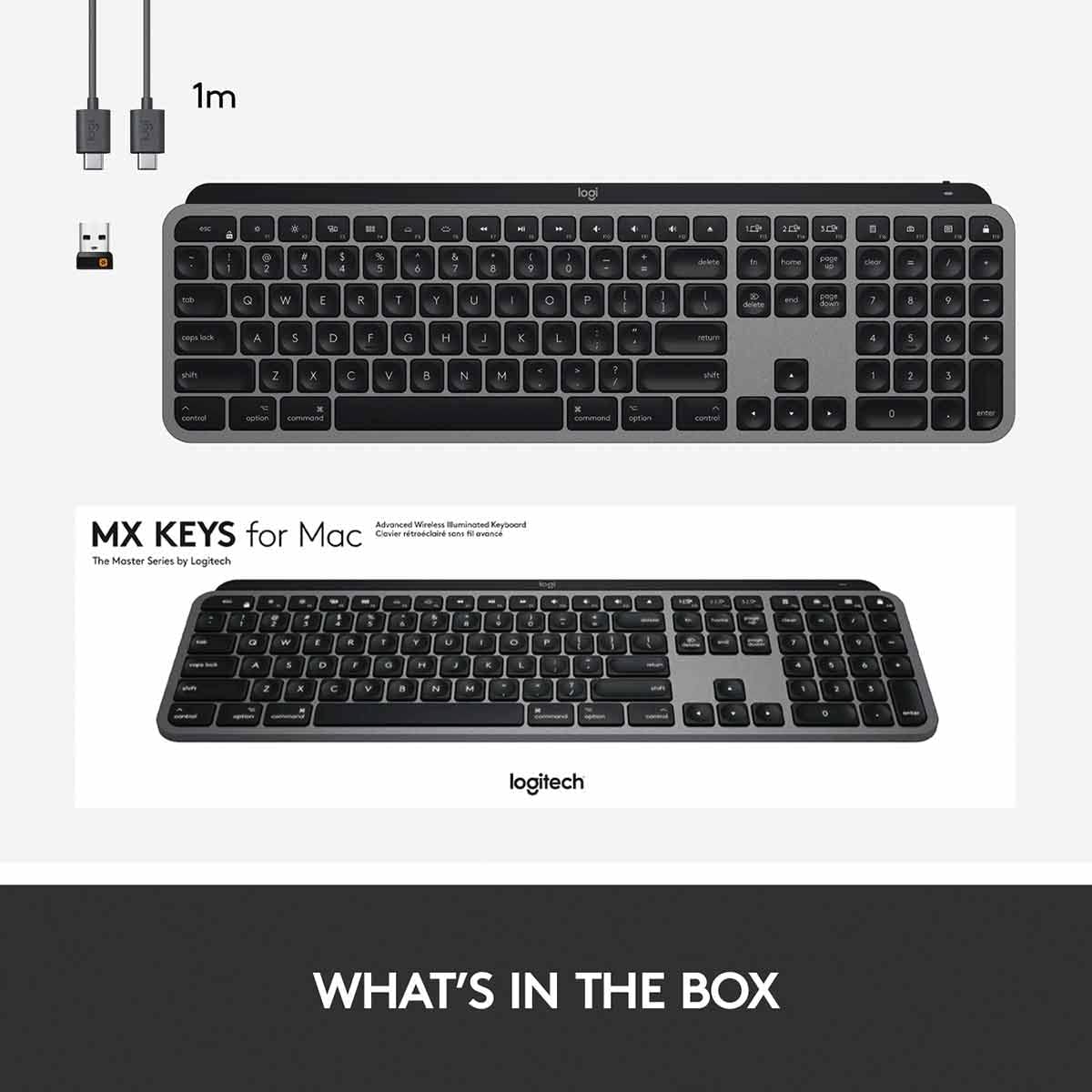 Logitech MX Keys for Mac - Teclado inalámbrico avanzado, QWERTY Inglés Reino Unido - Gris