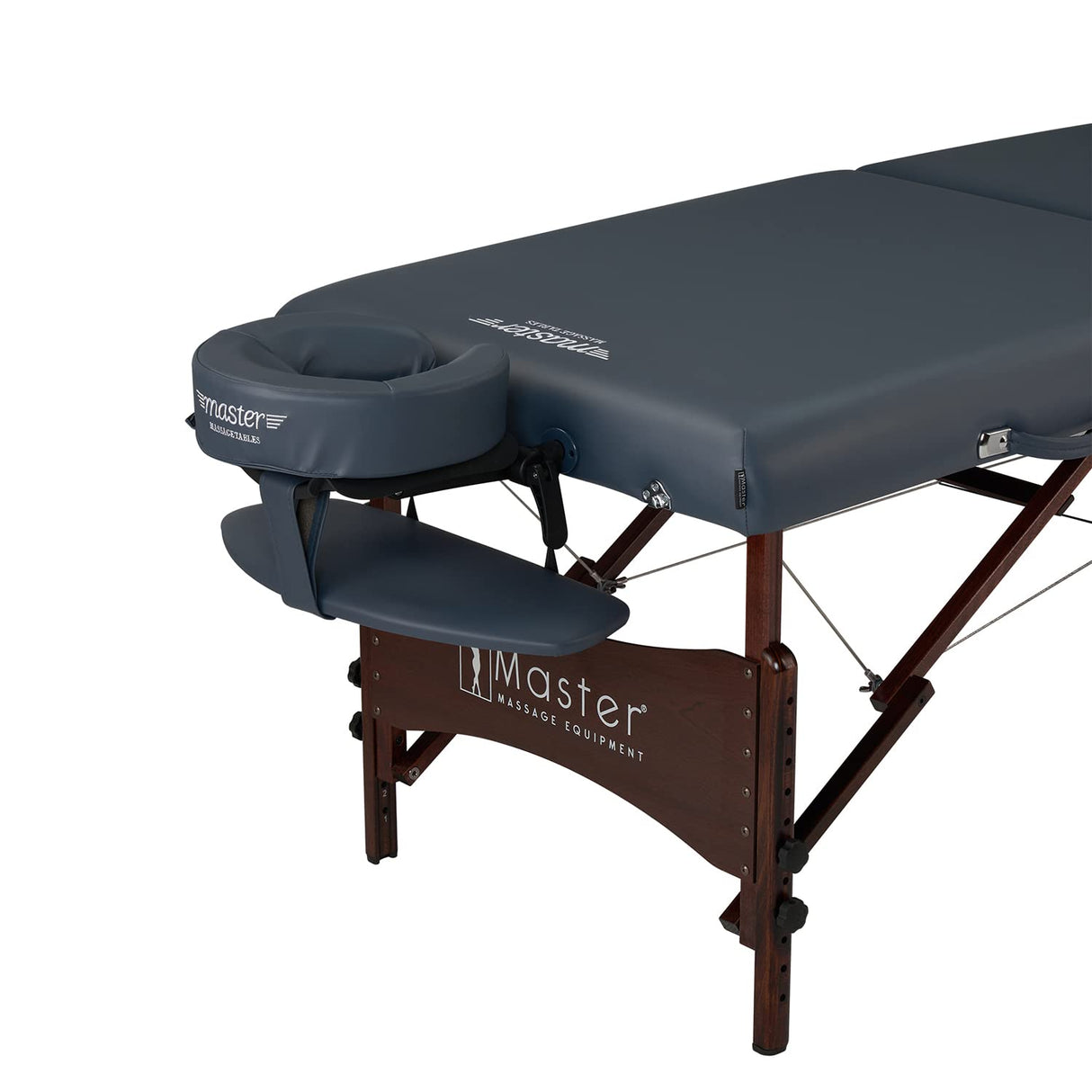 Master Massage Newport-Camilla de Masaje móvil con iluminación Ambiental, Madera, Azul Cobalto, 71 cm