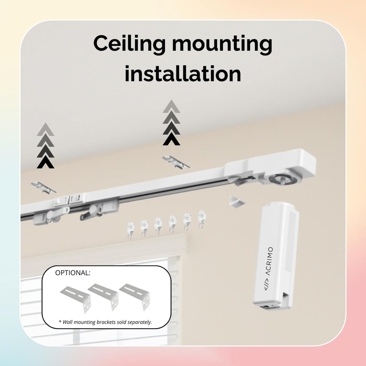 ACRIMO Riel de Cortina Motorizado, Kit de Riel Inteligente para Cortinas con Alimentación mediante Panel Solar y Enchufe a Pared Opcional, Largo 6 Metros