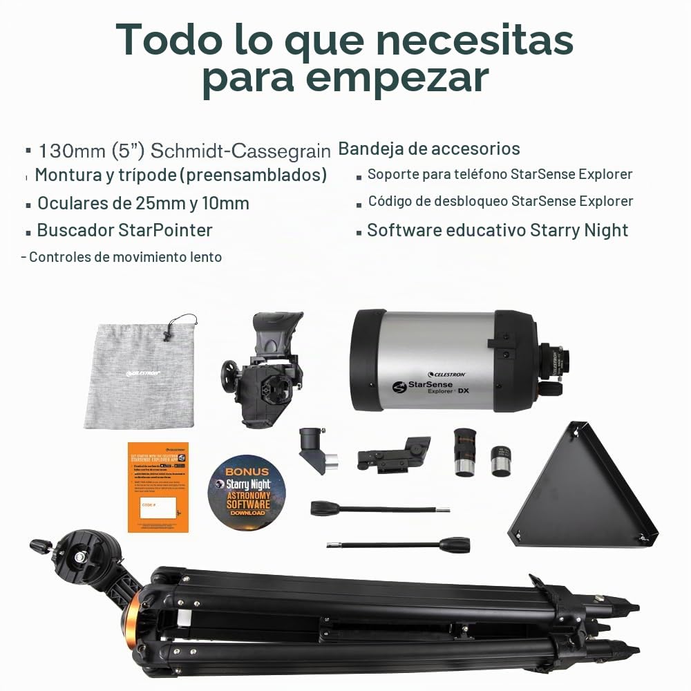 Celestron 22462 StarSense Explorer DX 5” Telescopio Schmidt-Cassegrain Compatible con Aplicaciones para teléfonos Inteligentes Funciona con la aplicación StarSense - Compatible con iOS/Android