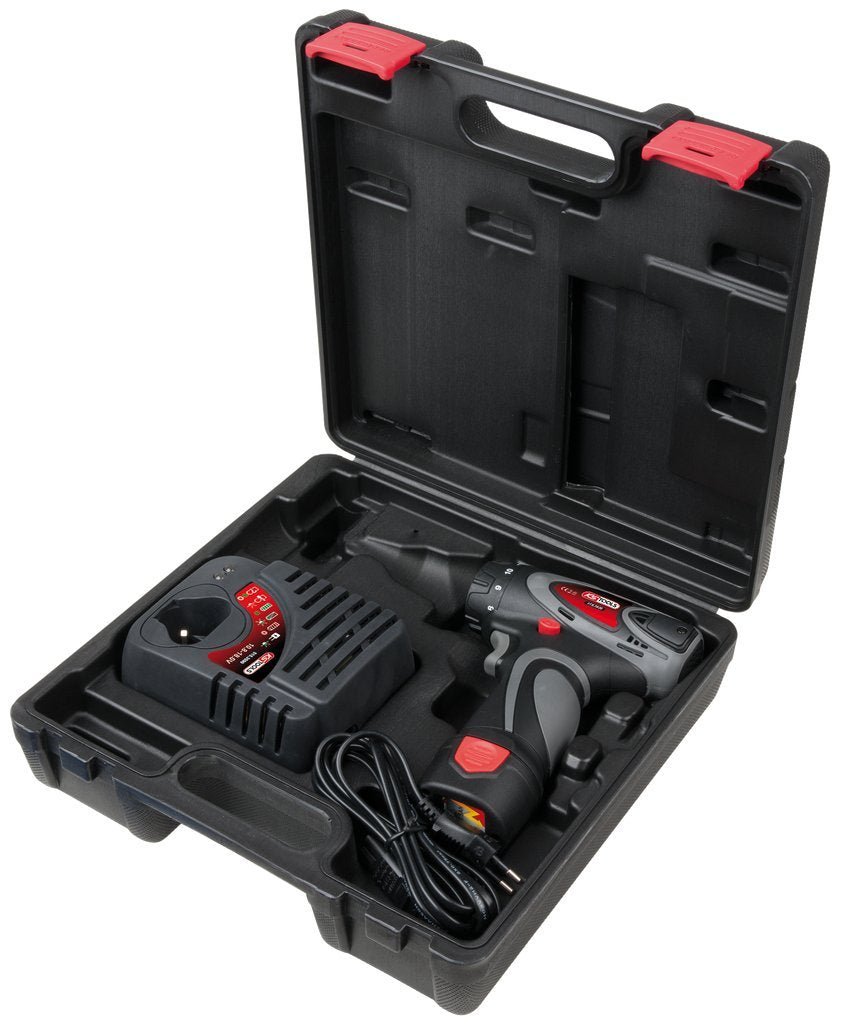 KS Tools 515.3530 1/4'' Destornillador eléctrico o a bateria, 24Nm, 400 rpm 10,8V, con 1 bateria y 1 cargador